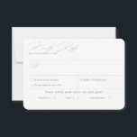 Eenvoudige groene salie witte maaltijd keuze RSVP- RSVP Kaartje<br><div class="desc">Bruiloft rsvp kaart met prachtige handgeschreven kalligrafie in groene salie en wit om aan te sluiten bij ons "Vivian Collectie". Personaliseer door de velden te gebruiken of gebruik de functie "Bewerken met ontwerpgereedschap" om lettertypen, formaten en spatiëring aan te passen. Als u hulp of extra kleuren nodig hebt, neem dan...</div>