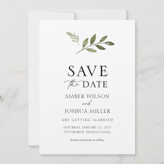 Eenvoudige Groene Save the Date Kaart (Voorkant)