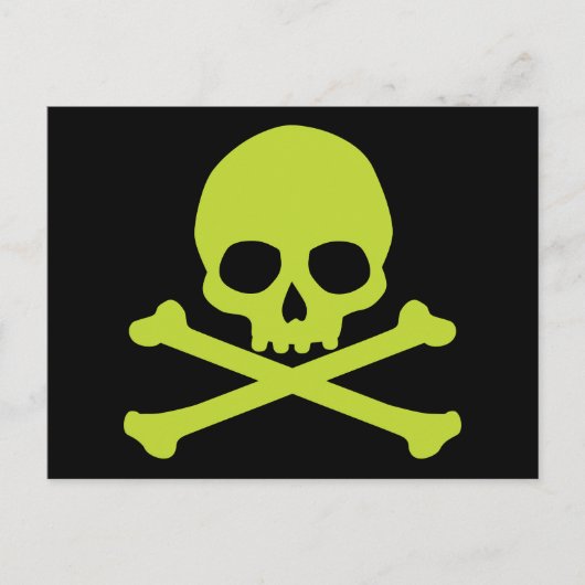 Eenvoudige groene schedel en kruisgraten briefkaart (Voorkant)