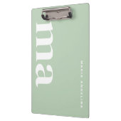 Eenvoudige Groene School Monogram Naam Klembord (Links)