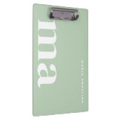 Eenvoudige Groene School Monogram Naam Klembord (Rechts)