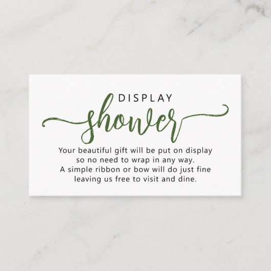 Eenvoudige groene Script Display Douche Informatiekaartje (Voorkant)