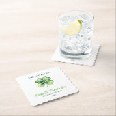 Eenvoudige groene Shamrock Luck Happy St. Patrick' Kartonnen Onderzetters (Insitu)