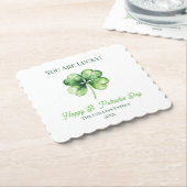 Eenvoudige groene Shamrock Luck Happy St. Patrick' Kartonnen Onderzetters (Gebogen)