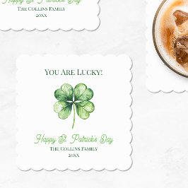 Eenvoudige groene Shamrock Luck Happy St. Patrick' Kartonnen Onderzetters