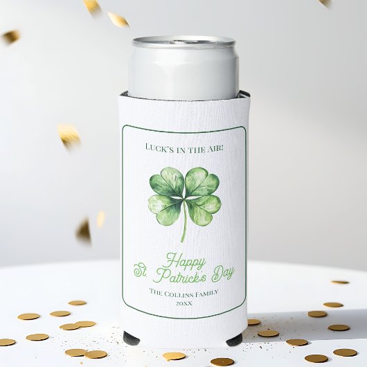 Eenvoudige groene Shamrock Luck Happy St. Patrick' Seltzer Blikjeskoeler