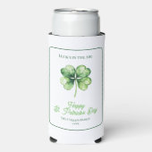 Eenvoudige groene Shamrock Luck Happy St. Patrick' Seltzer Blikjeskoeler (Seltzer Voorkant)