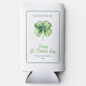 Eenvoudige groene Shamrock Luck Happy St. Patrick' Seltzer Blikjeskoeler (Voorkant)
