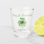 Eenvoudige groene Shamrock naam Happy St. Patrick' Shot Glas (Voorkant)