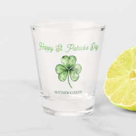 Eenvoudige groene Shamrock naam Happy St. Patrick' Shot Glas