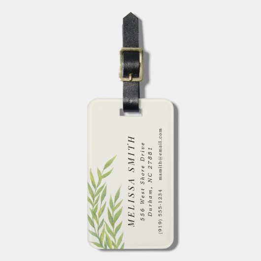 Eenvoudige groene tak bagagelabel (Voorkant verticaal)