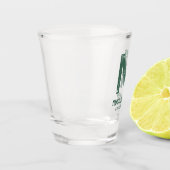 Eenvoudige groene tekst voor vrijgezellenfeest met shot glas (Links)