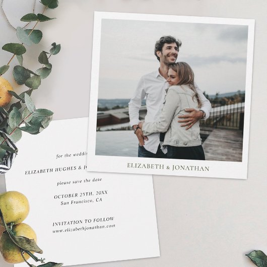 Eenvoudige groene typografie Moderne minimalistisc Save The Date