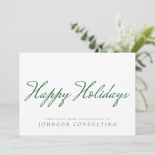 Eenvoudige groene typografie | Vakantiegroet Feestdagenkaart (Staand voorkant)