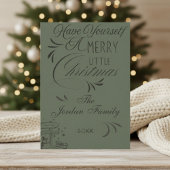 Eenvoudige Groene Vintage Kerst Kaart