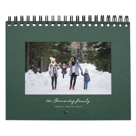 Eenvoudige groene visgraat tweed klassieke familie kalender (Hoes)