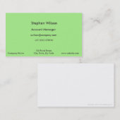 Eenvoudige groene Visitekaartjes Enkelvoudige kleu (Voorkant / Achterkant)