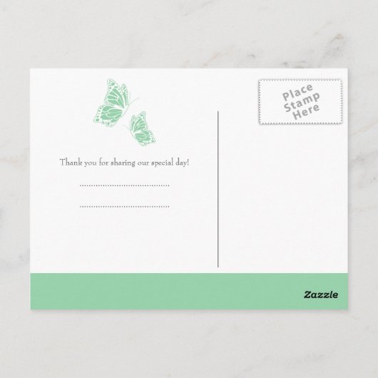 Eenvoudige groene vlinder Dank u Briefkaart (Achterkant)