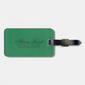 Eenvoudige groene vos leer look monogram bagagelabel (Achterkant horizontaal)