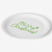 Eenvoudige Groene Vrolijke Kersttekst op Wit Papieren Bordje (Gekanteld)