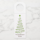 Eenvoudige groene vrolijke kersttypografie op wit flessenhanger (Achterkant)