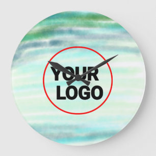 Eenvoudige groene waterverf abstract voeg logo toe grote klok