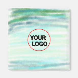 Eenvoudige groene waterverf abstract voeg logo toe magneet