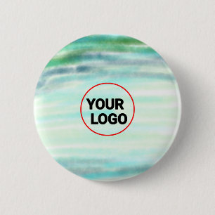 Eenvoudige groene waterverf abstract voeg logo toe ronde button 5,7 cm
