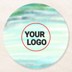 Eenvoudige groene waterverf abstract voeg logo toe ronde kartonnen onderzetter