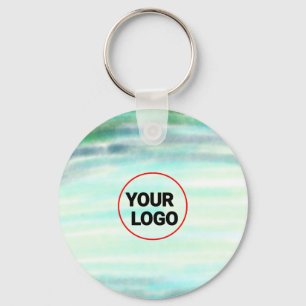 Eenvoudige groene waterverf abstract voeg logo toe sleutelhanger
