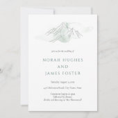 Eenvoudige Groene Waterverf Berg Natuur Bruiloft Kaart (Voorkant)