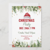 Eenvoudige Groene Waterverf Bloemen Kerstfeest Kaart (Voorkant)