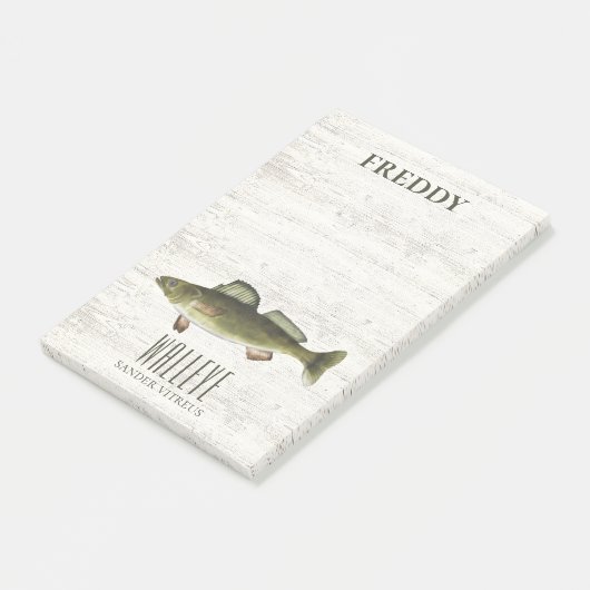 Eenvoudige Groene Waterverf Fish Walleye Custom Post-it® Notes (Schuin)
