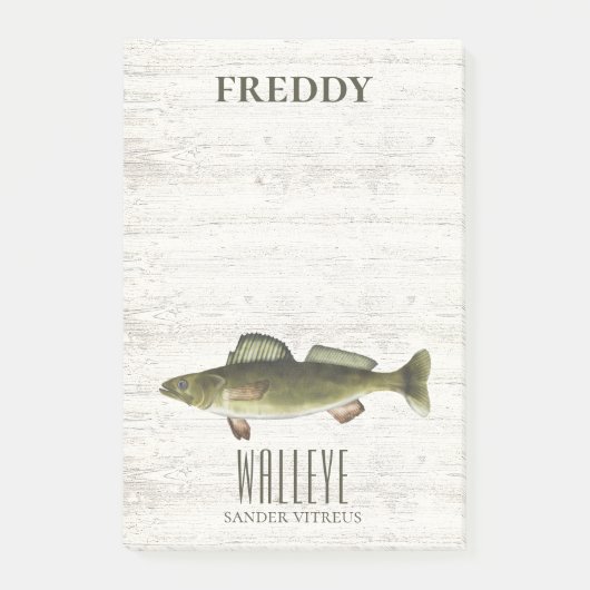Eenvoudige Groene Waterverf Fish Walleye Custom Post-it® Notes (Voorkant)