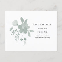 Eenvoudige groene Waterverf Floral sparen de Datum