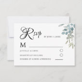 Eenvoudige Groene Waterverf Foliage Wedding RSVP (Voorkant)