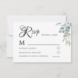 Eenvoudige Groene Waterverf Foliage Wedding RSVP Kaartje
