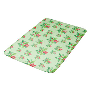 Eenvoudige groene Waterverf Holly Berries Xmas Pat Badmat