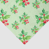 Eenvoudige groene Waterverf Holly Berries Xmas Pat Tissuepapier (Detail)