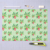 Eenvoudige groene Waterverf Holly Berries Xmas Pat Tissuepapier (Craft)