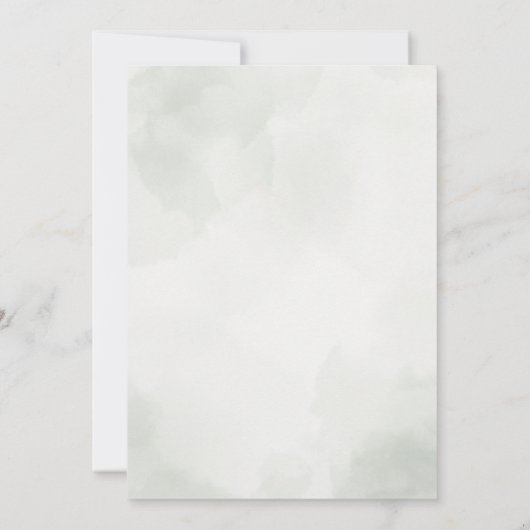 Eenvoudige groene Waterverf verlaat bruiloft Kaart (Achterkant)