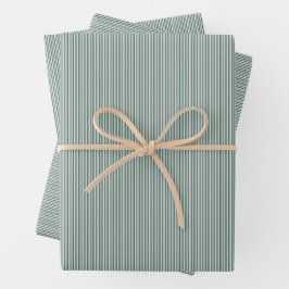 Eenvoudige groene witte kleine streep kerstvakanti inpakpapier vel