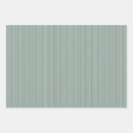 Eenvoudige groene witte kleine streep kerstvakanti inpakpapier vel