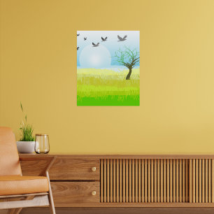 Eenvoudige groene zon die Savanna plaatst Poster