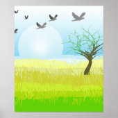 Eenvoudige groene zon die Savanna plaatst Poster (Voorkant)