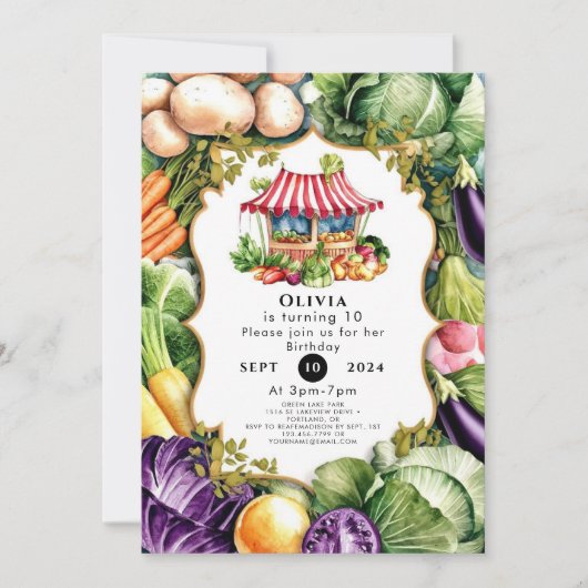 Eenvoudige groenten Boeren Markt Verjaardag Kaart (Voorkant)