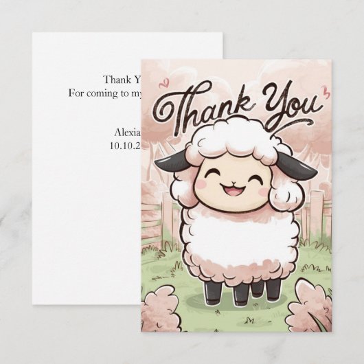 eenvoudige groet aan schapen bedankkaart (Voorkant / Achterkant)