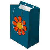 Eenvoudige Groovy Retro Modern 60s 70s Flower Sing Medium Cadeauzakje (Achterkant Gekanteld)