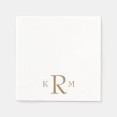Eenvoudige grote goudmonogram Cocktail Napkins Servet (Voorkant)