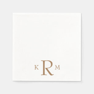 Eenvoudige grote goudmonogram Cocktail Napkins Servet